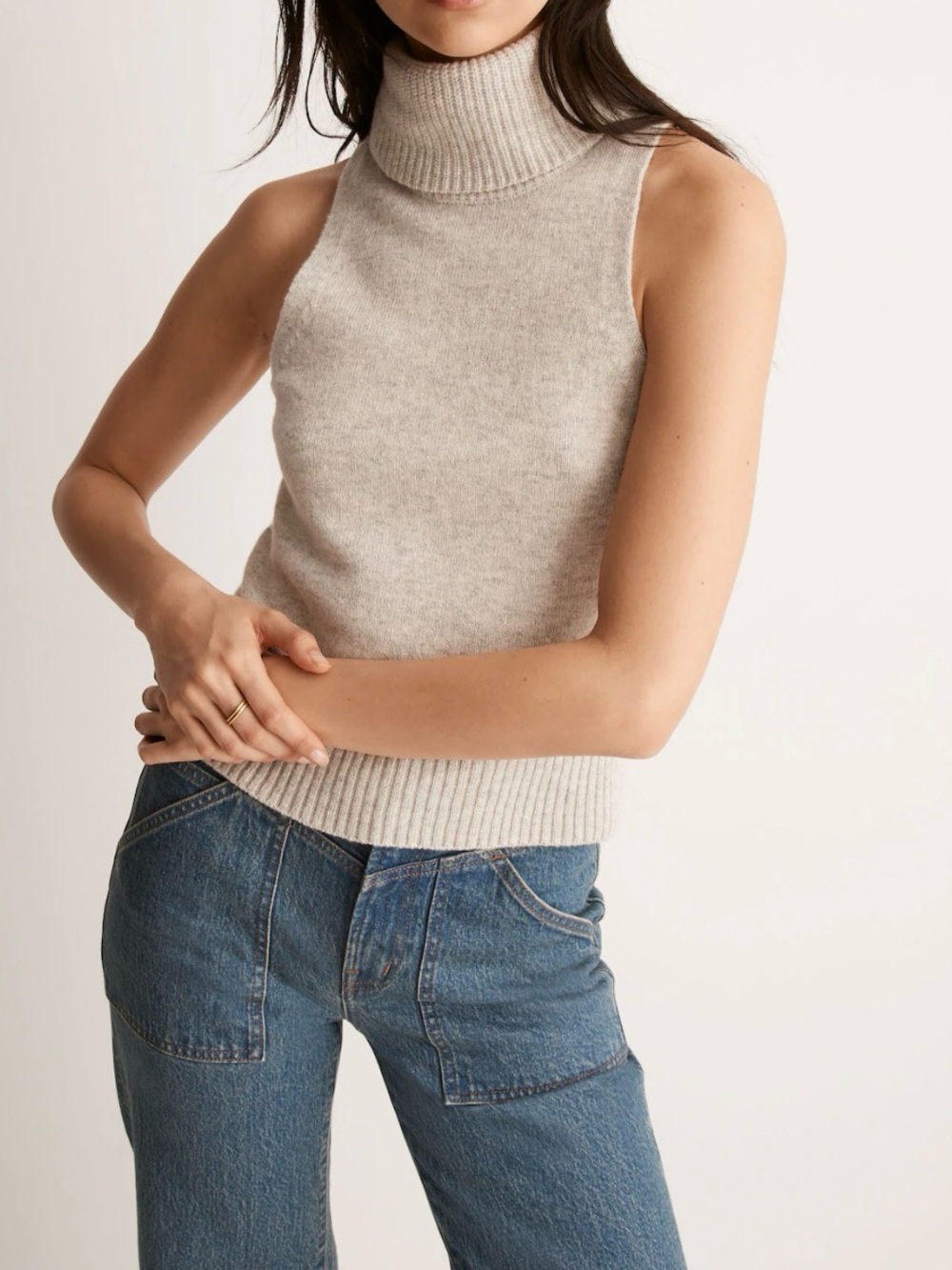 Madewell Hallowell Turtleneck Sweater Tank (Heather Cloud)